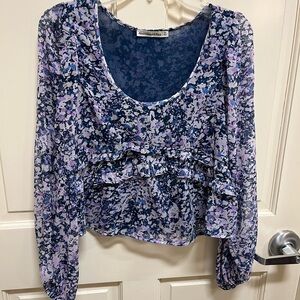 Abercrombie & Fitch blue and purple peasant top - S